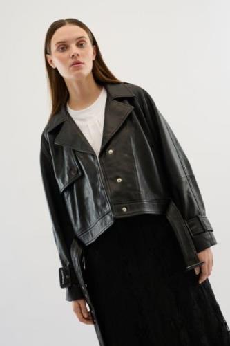 Karen by Simonsen Kbpuk Leather Jacket Kvinde Meteorite Overgangsjakke...