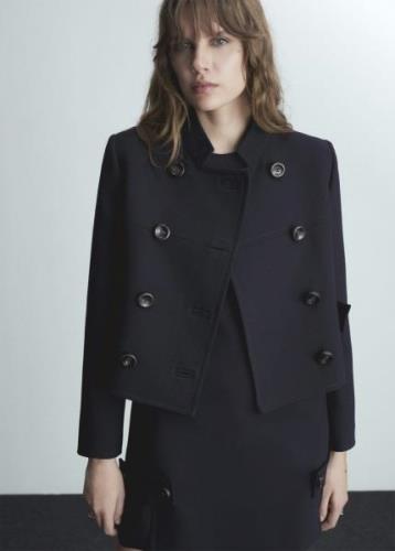 MANGO Doublebreasted Cropped Jacket Kvinde Navy Overgangsjakker Str L ...