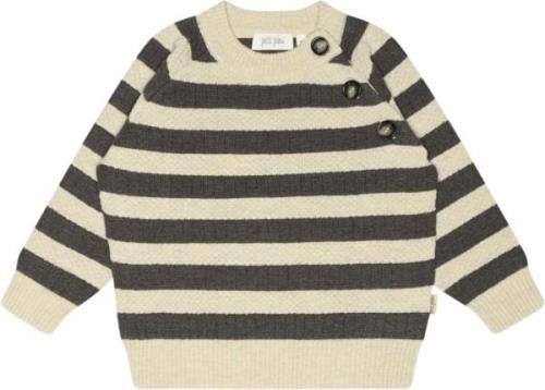 PETIT PIAO Oneck Knit Light Sweater Kvinde Dark Oak/off Whit Cardigans...