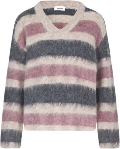 Modström Kanemd Stripe Vneck Kvinde Sparkling Stripe Sweaters Str L - ...