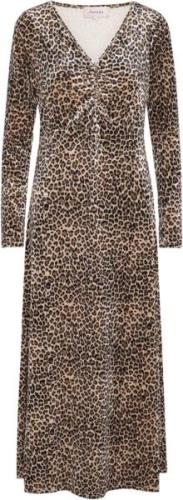 HUNKØN Angela Velour Dress Kvinde Leopard Maxi Kjoler Str L Velour - h...