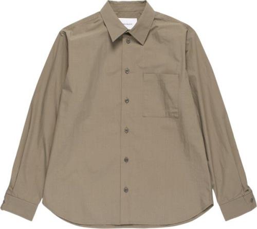 Norse Projects Silas Tech Poplin Shirt Mand Sediment Green Langærmede ...