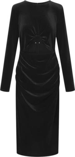 HUNKØN Saga Velour Dress Kvinde Black Midi Kjoler Str XL Velour - hos ...