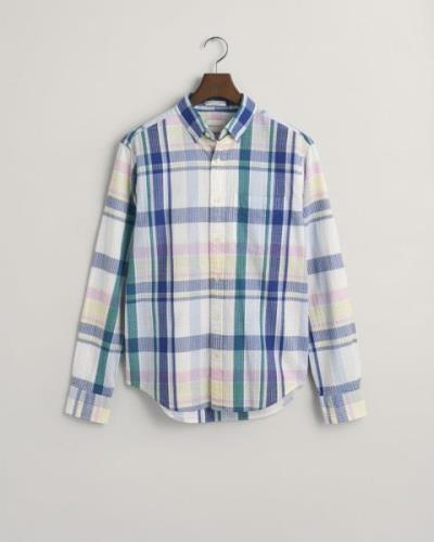 Gant REG Seersucker Madras Shirt Mand White Langærmede Skjorter Str S ...