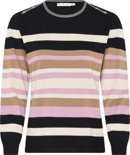 Micha Bbjumper_Bbautumnviscstripekni Kvinde Blk/rose Sweaters Str XL -...