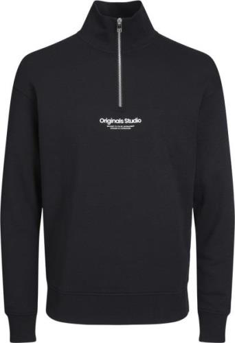 Jack & Jones Jorvesterbro Sweat Quarter ZIP HN S Str L - Sort Sweatshi...