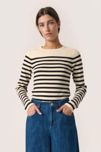 Soaked in Luxury Slpina Striped Pullover LS Kvinde White With Black St...