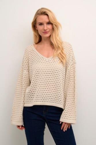 Cream Crwilow Knit Pullover Kvinde Ancient Scroll Sweaters Str L - hos...