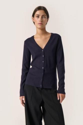 Soaked in Luxury Slpina Vneck Cardigan Kvinde Night Sky Cardigans Slim...