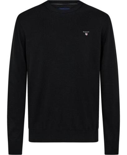 Gant Cotton Cneck Mand Black Sweaters Str L - Bomuld hos Magasin