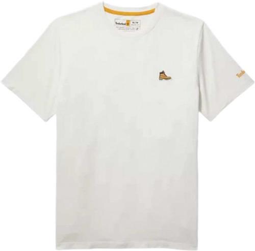 TIMBERLAND Boot Logo tee Mand White Kortærmede T-shirts Str L - Bomuld...