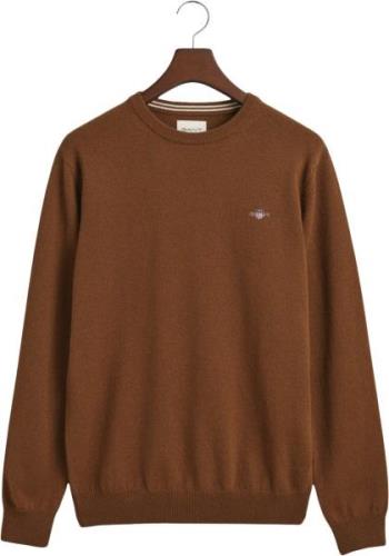 Gant Superfine Lambswool Cneck Mand Cacao Sweaters Str L - hos Magasin