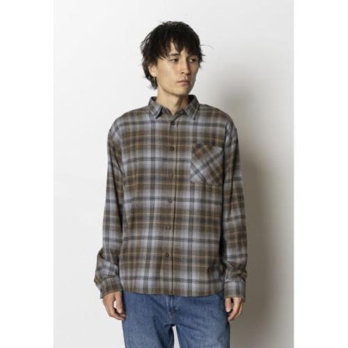 Fat Moose Forest Flannel Shirt Mand Dark Khaki Check Langærmede Skjort...