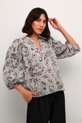 Kaffe Kaliga Blouse Kvinde Grey / Black Leopard Langærmede Bluser Str ...