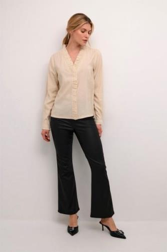 Cream Crgabi Blouse Kvinde Ancient Scroll Langærmede Bluser Str 40 - h...