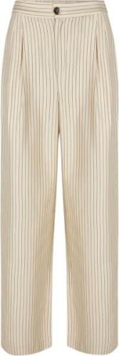 Modström Isabelmd Pants Kvinde Summer Sand Pinstripe Bukser Med Lige B...