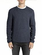 Replay Strik Mand Navy Sweaters Str L - hos Magasin