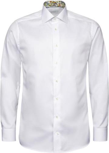 ETON Slim Fit White Floral Effect Signature Twill Shirt Mand Hvid Lang...