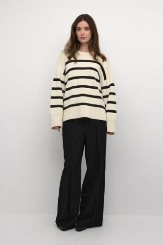 Cream Crsoffie Oneck Pulliover Kvinde Eggnog Black Stripe Sweaters Str...