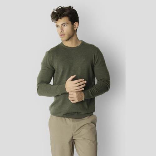 Clean Cut Copenhagen Merino Wool Crew Mand Army Melange Sweaters Str L...