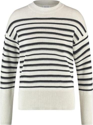 Gerry Weber Pullover 1/1 Sleeve Kvinde Cream/blakc Striped Sweaters St...