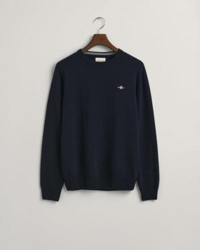 Gant Superfine Lambswool Cneck Mand Marine Sweaters Str L - hos Magasi...