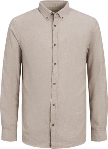 Jack & Jones Jjeclassic Melange Shirt LS SN Mand Oatmeal Langærmede Sk...