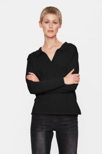 Saint Tropez Milasz Polo Pullover Kvinde Black Langærmede Bluser Str S...