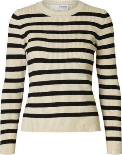 Selected Femme Slfmali LS Knit Oneck EX Kvinde Birch/black Sweaters St...