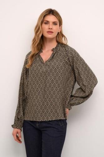 Culture Cusafi Bello Blouse Kvinde Sand Graphic Langærmede Bluser Str ...