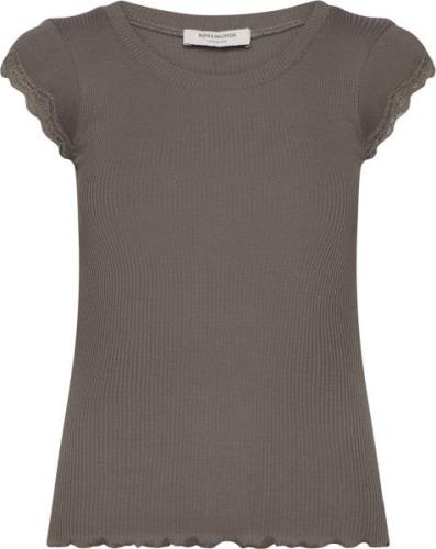 Rosemunde Short Sleeve top w/ Lace Kvinde Falcon Kortærmede T-shirts S...