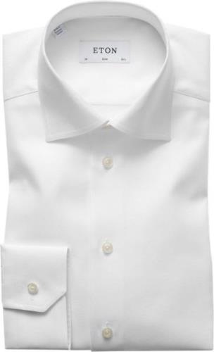 ETON White Textured Twill Shirt Slim Fit Mand Hvid Langærmede Skjorter...