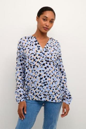 Kaffe Kaida BBB Blouse Kvinde Blue Dot Print Langærmede Bluser Regular...