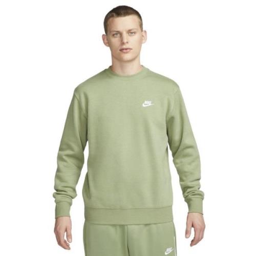 Nike Club Crewneck Mand Oil Green/white Sweatshirts Str L - Bomuld hos...