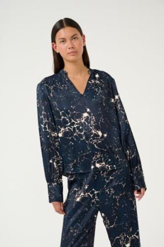 Karen by Simonsen Kbronja Blouse Kvinde Ronja Total Eclipse Langærmede...