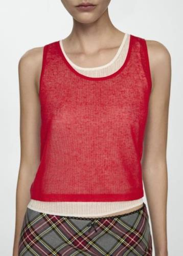 MANGO Combined Lyocell top Kvinde Red Tanktoppe Str L - hos Magasin