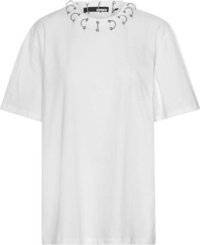 ROTATE Birger Christensen Oversized Ring Tshirt Kvinde Bright White Ko...