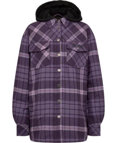 ROTATE Birger Christensen Flannel Oversized Shirt Kvinde Vintage Viole...