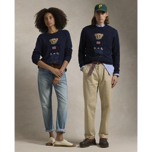 Polo Ralph Lauren Cotton Linen Blendlsl-plo Mand Bear Navy Sweaters St...