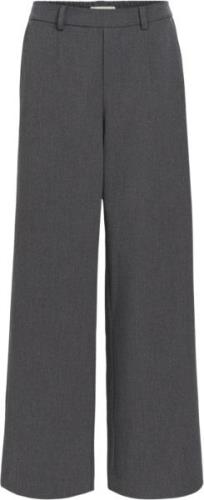 Object Objlisa Wide Pant Noos Kvinde Medium Grey Melange Bukser Med Br...