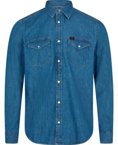 Lee Regular_Shirt Washed_Blue Mand Medium Denim Langærmede Skjorter St...