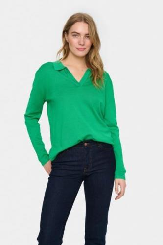 Saint Tropez Milasz Polo Pullover Kvinde Zephyr Green Langærmede Bluse...