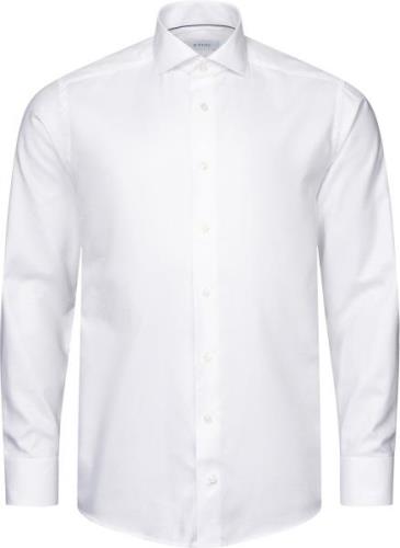 ETON Slim Fit White Melange Semi Solid Fine Twill Shirt Mand Hvid Lang...