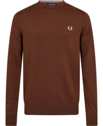 Fred Perry K9601 Mand Whisky Brown Sweaters Str L - Uld hos Magasin