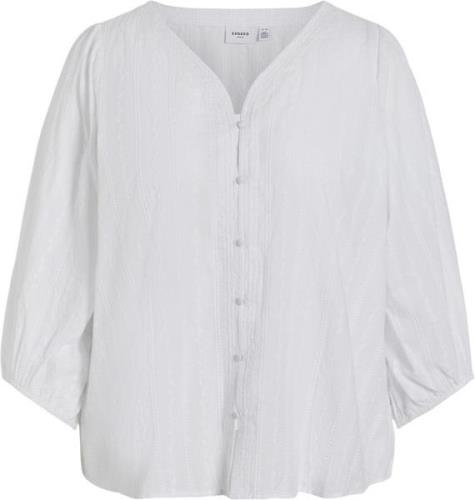 Vila Vimillan Vneck 3/4 Shirt/cur Kvinde Bright White Langærmede Skjor...