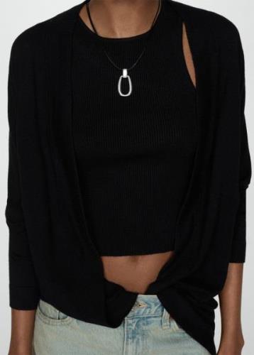 MANGO Fineknit Cardigan Kvinde Black Cardigans Plus Size Str L - hos M...