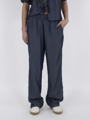 Neo Noir Astra Chambray Pants Kvinde Dark Navy Bukser Med Brede Ben St...