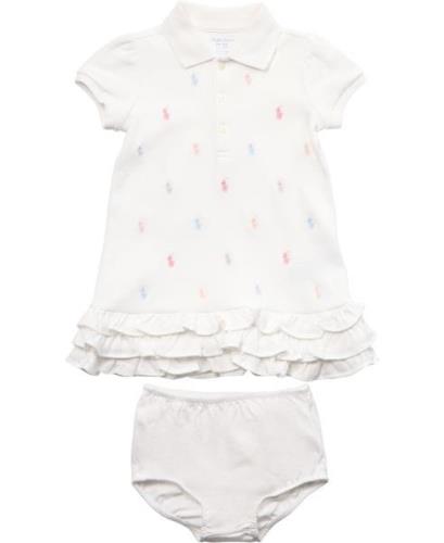 Polo Ralph Lauren Ruffled Polo Dress & Bloomer Str 6M / 6-9 mdr - Hvid...