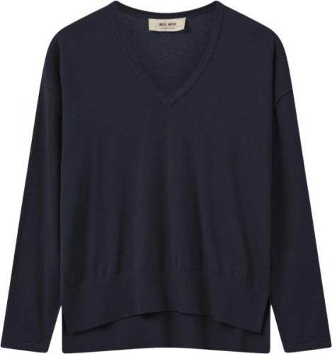 Mos Mosh Mmtani Vneck Knit Kvinde Salute Navy Sweaters Str L - Bomuld ...