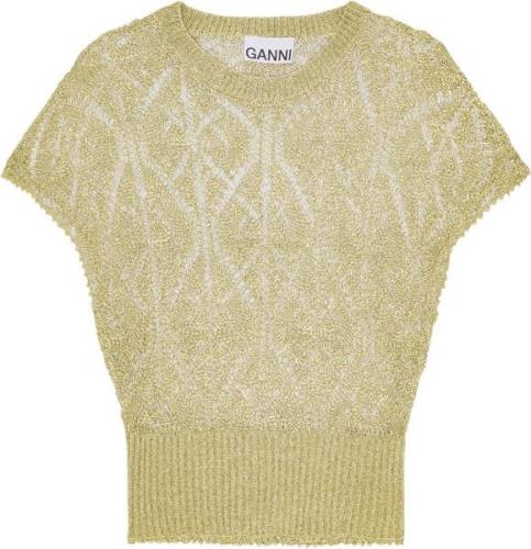 Ganni Metallic Top Kvinde Golden Toppe Str L - hos Magasin